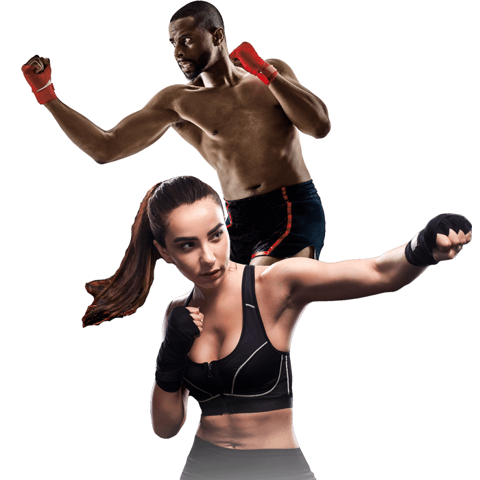 Mixed Martial Arts Lessons for Adults in Mundelein IL - Man and Woman Punching Hooks